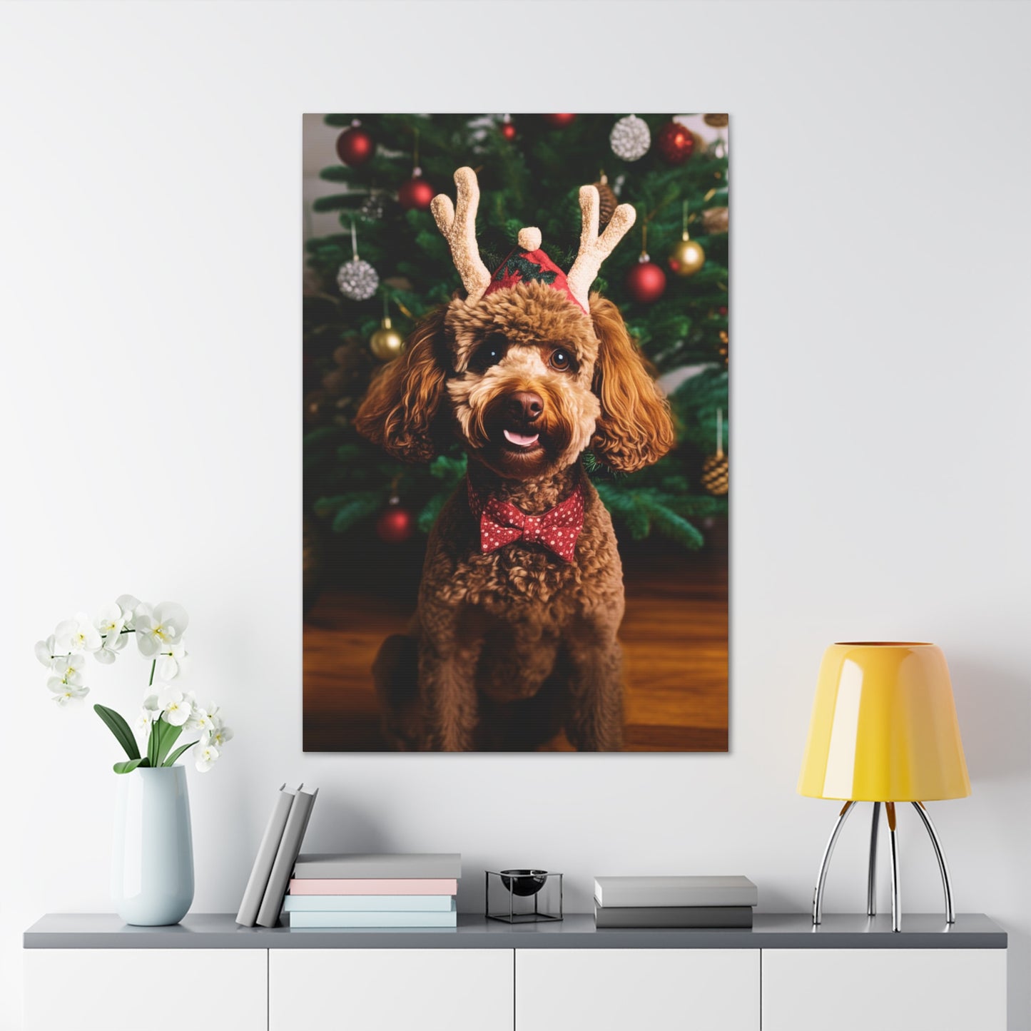 Christmas Poodle canvas print
