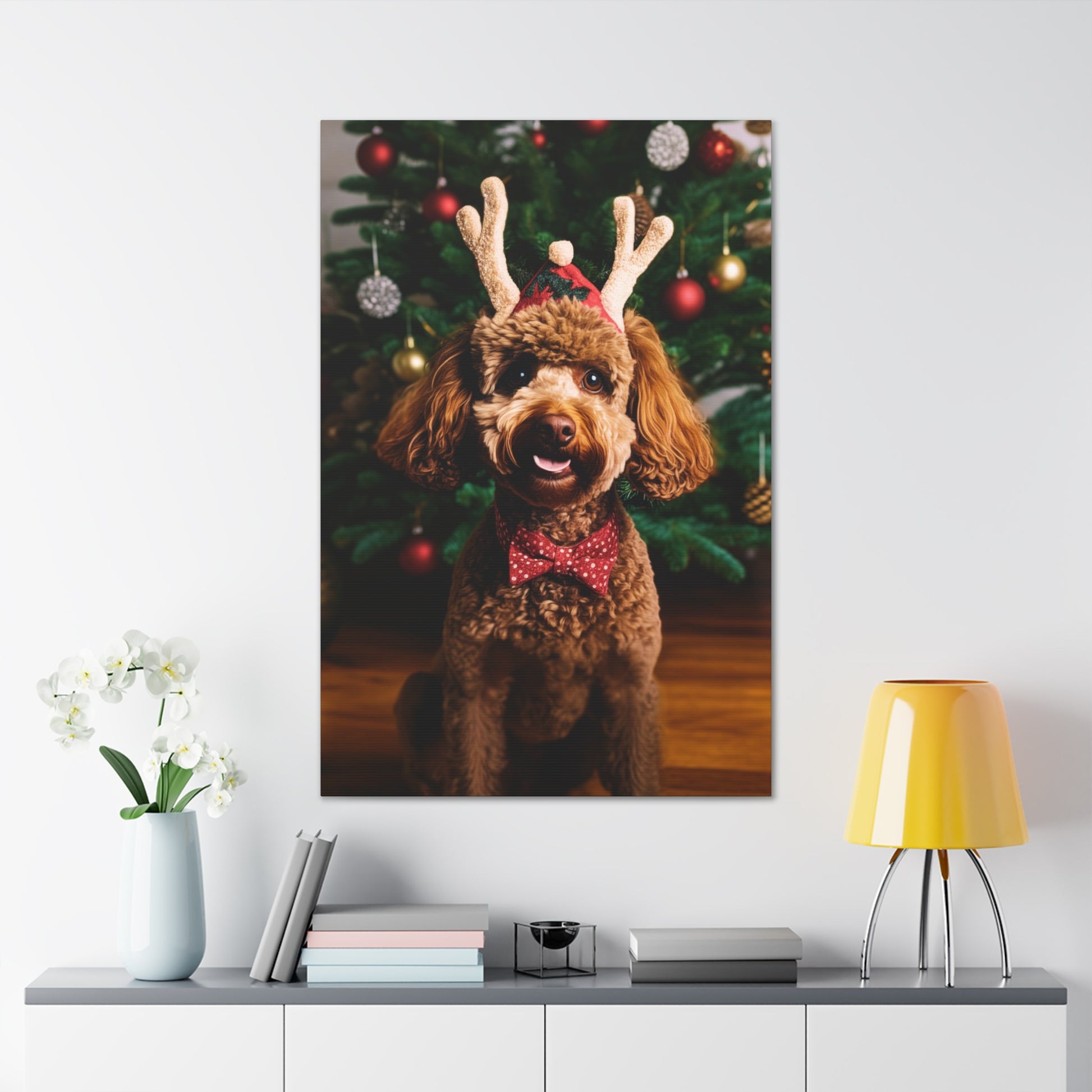 Christmas Poodle canvas print