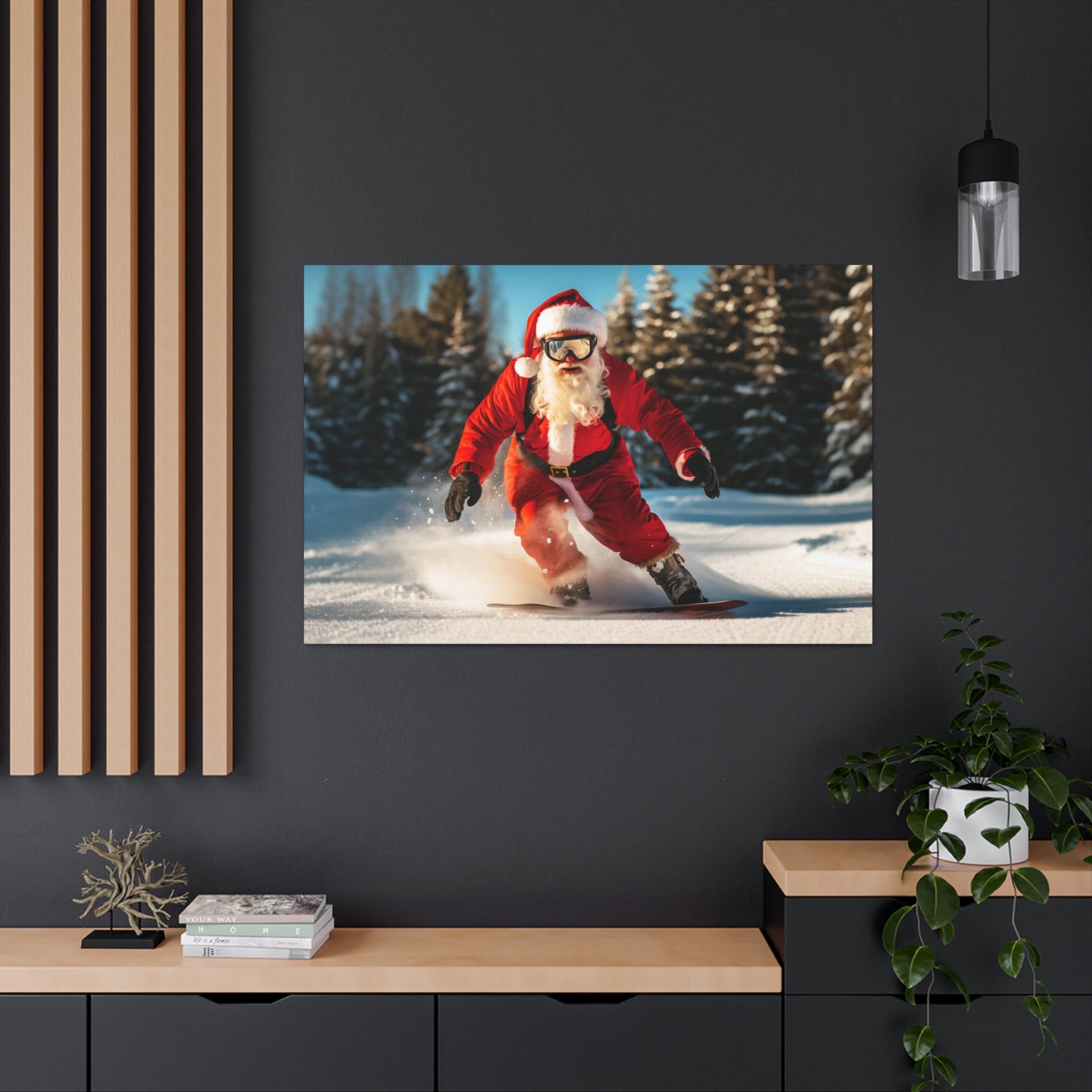 snowboard Santa Claus wall decor art