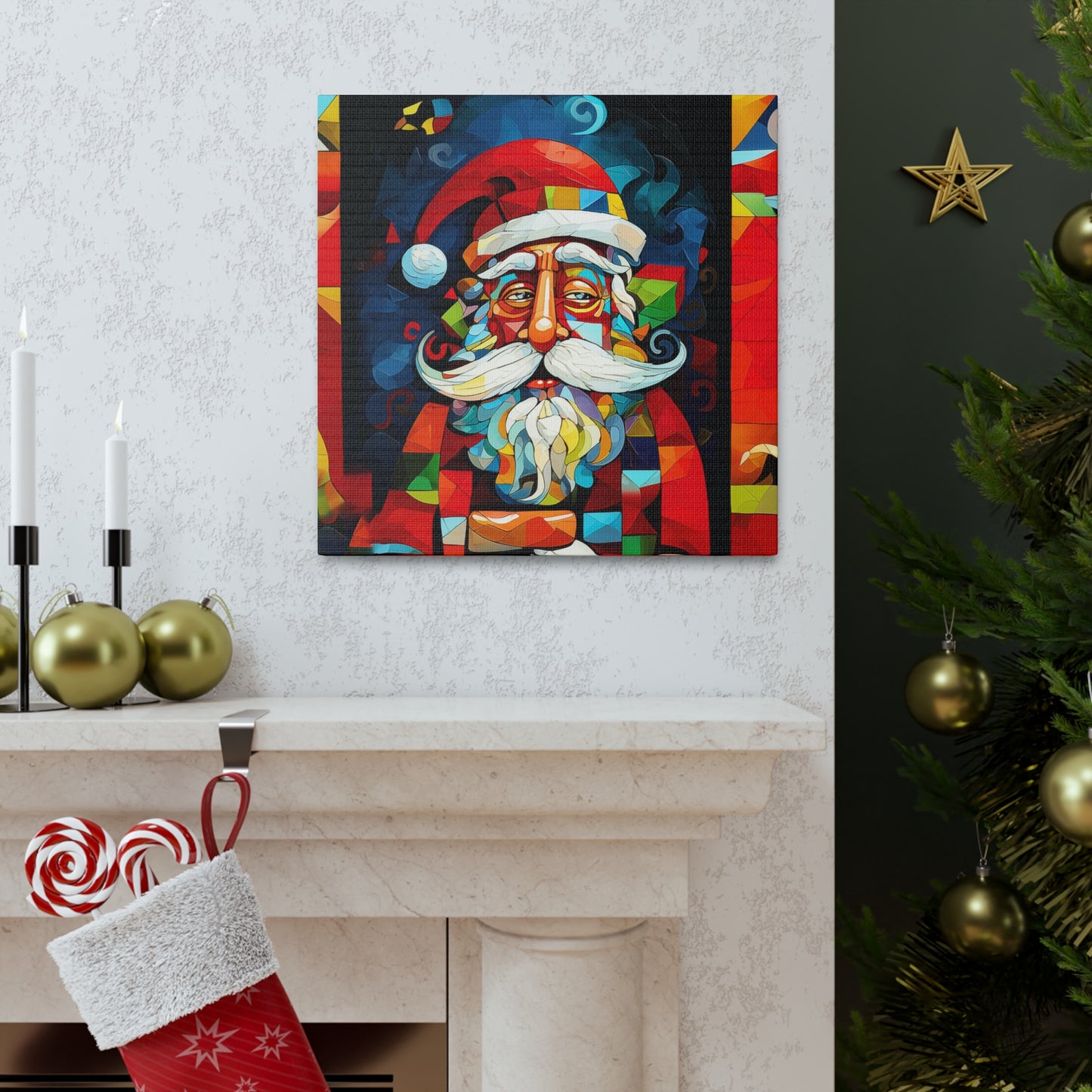 Christmas wall art Santa Claus Picasso style