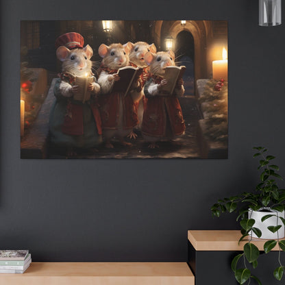 Christmas mouse carolers decorations, Christmas mice carolers canvas print