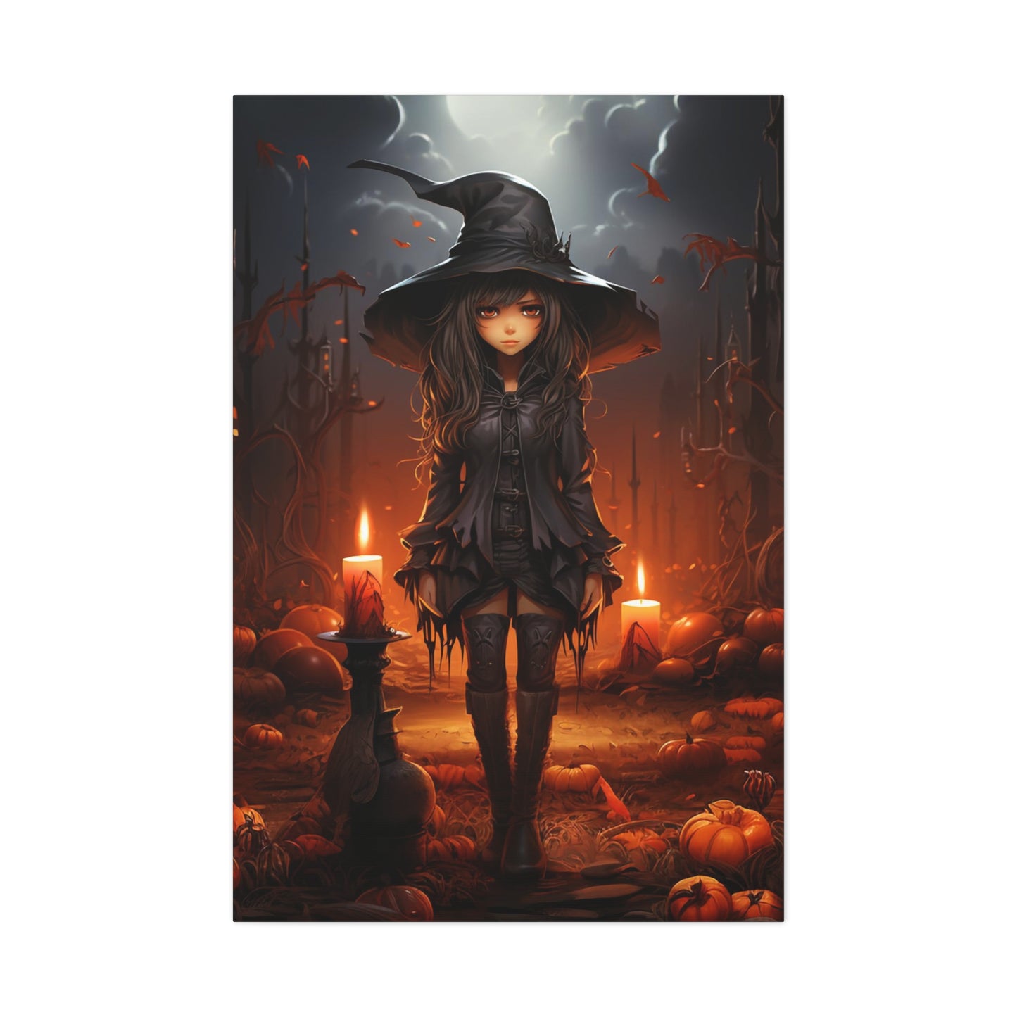 aesthetic young witch wall decor, beautiful young witch canvas print