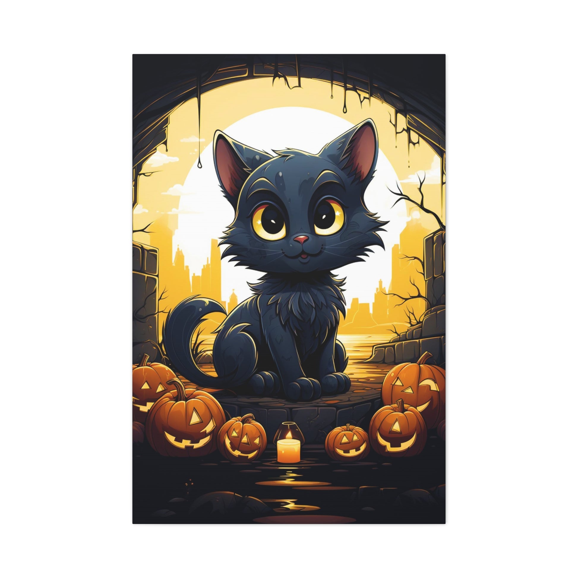cute black cats Halloween wall art