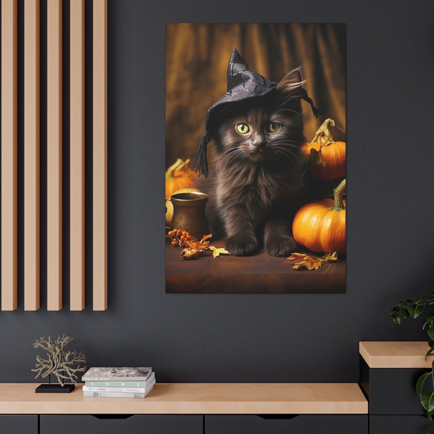 Halloween black cats witch hat poster art