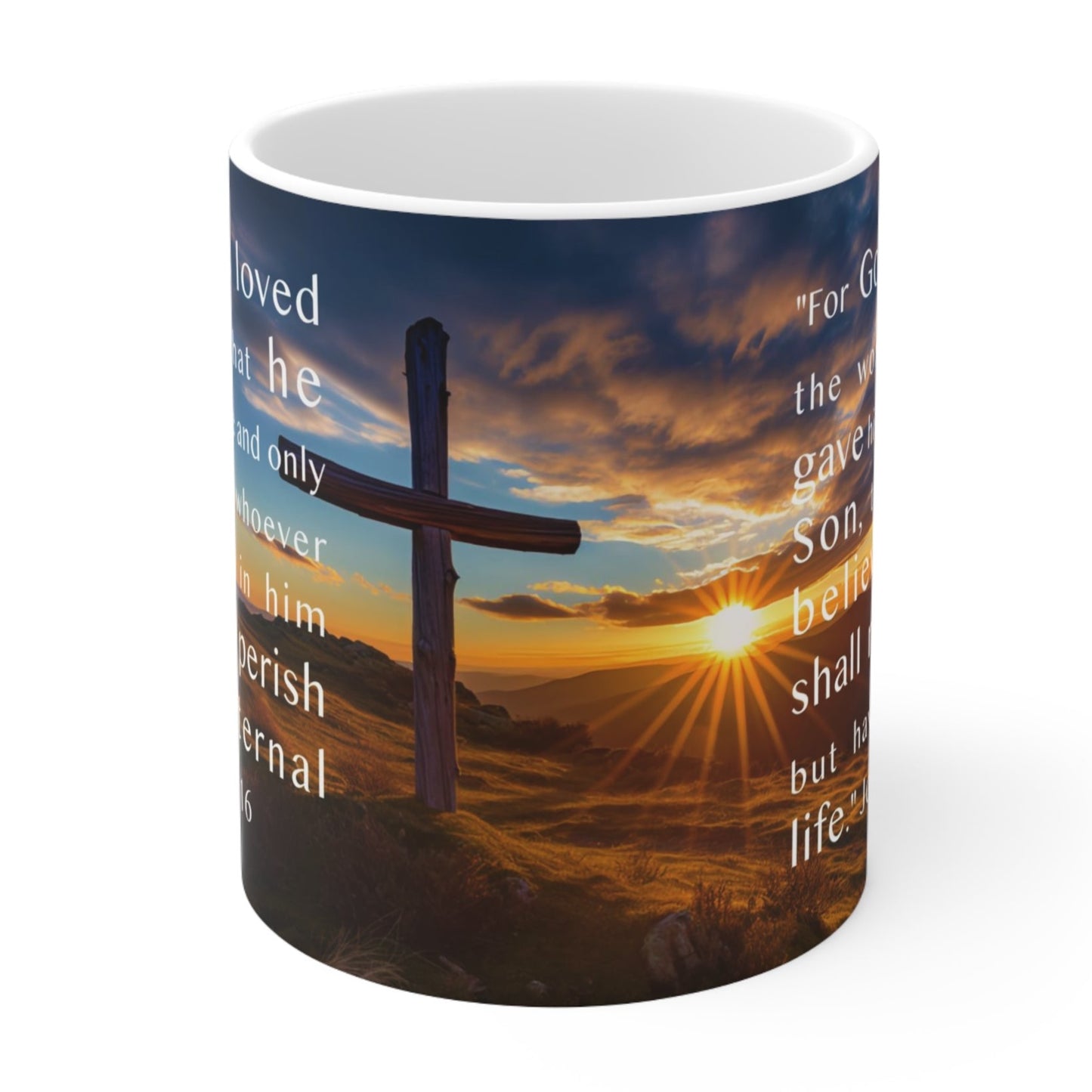 John 3:16 Christian Coffee Mug Ceramic 11oz For God So Loved The World Christian Coffee Mugs