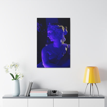 Female Statue in Purple Light - Canvas Print