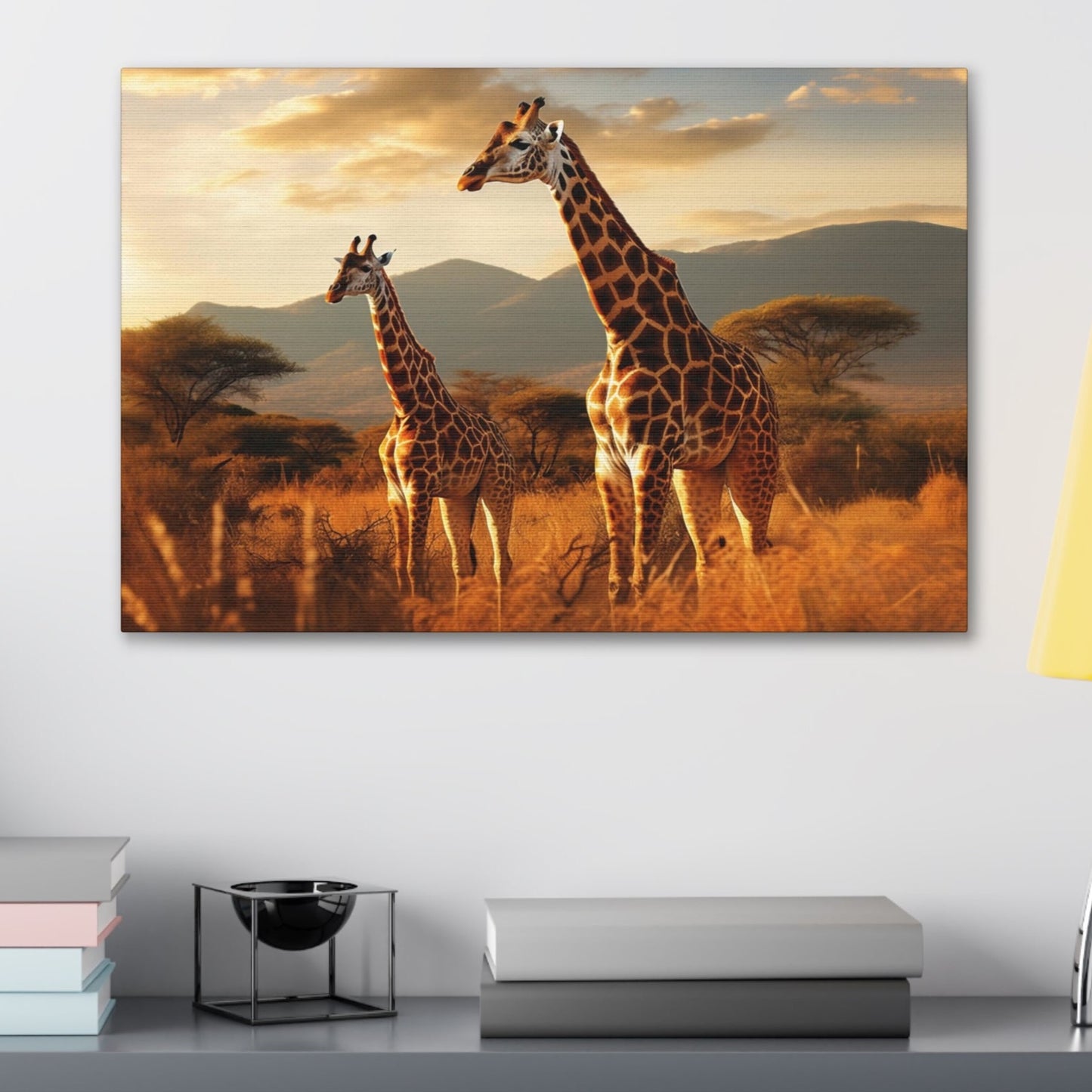 aesthetic giraffes stretched canvas print