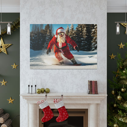 snowboard santa canvas print