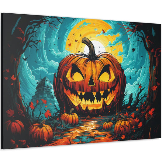 aesthetic Halloween pop art jack-o-lantern canvas print