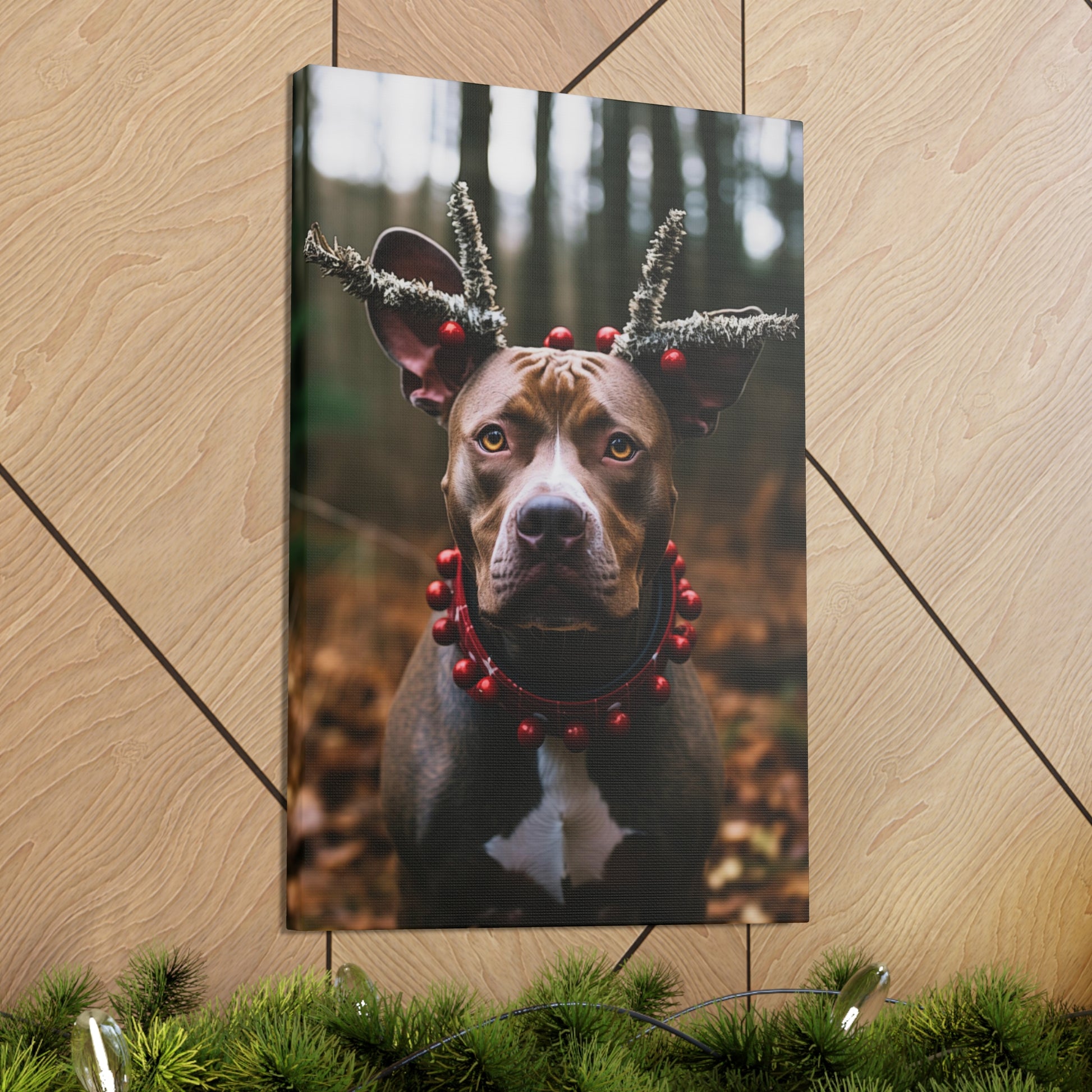 Christmas Pit Bull with antlers decor ideas