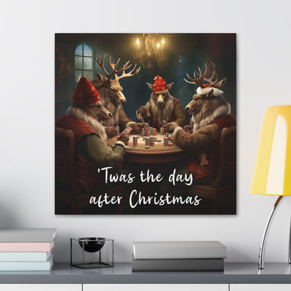 Christmas wall decor reindeer playing poker