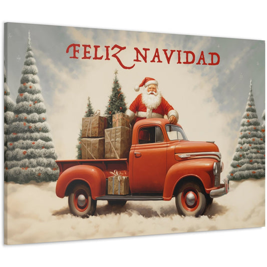 santa claus red christmas pickup truck wall decor art