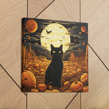 Halloween canvas prints pumpkin patch black cats