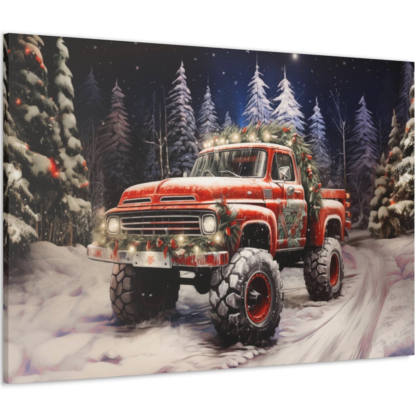 red christmas monster truck wall art decor