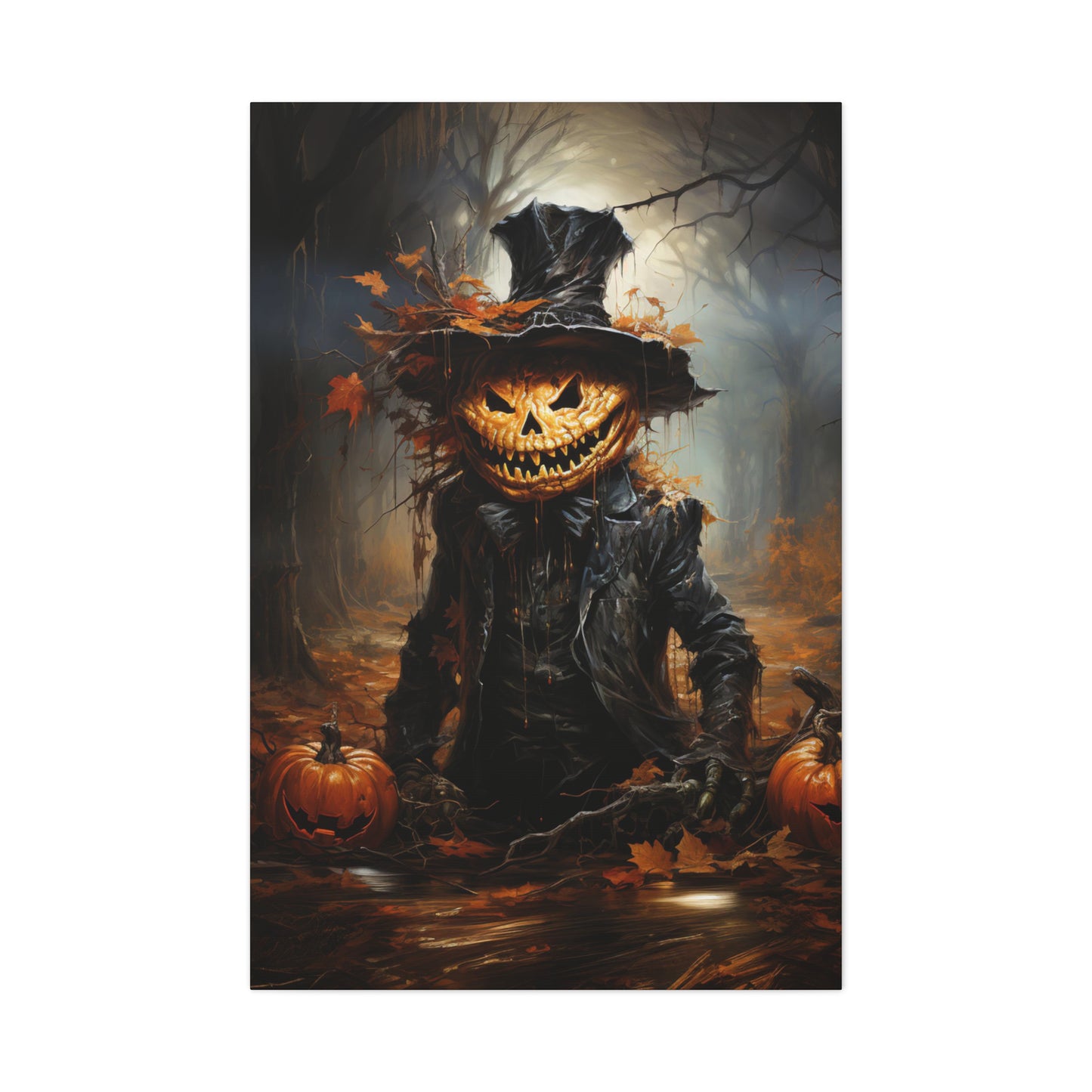 Pumpkin Head Canvas Print Halloween Jack-o-Lantern Wall Decor Art Gifts