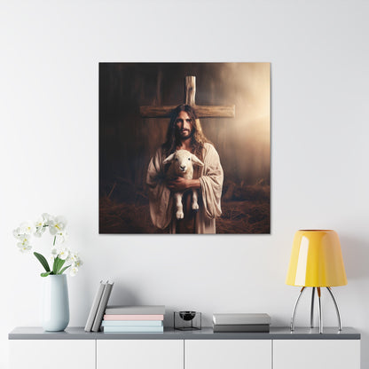  jesus with lamb and cross wall art gift