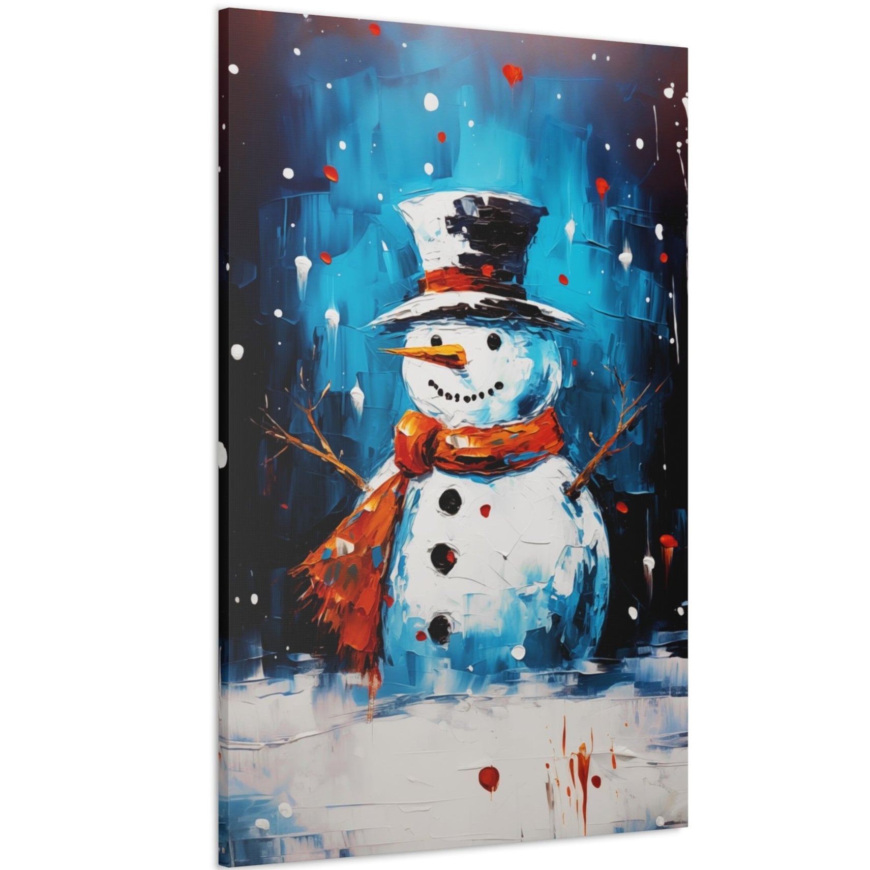 Christmas Snowman wall art impressionism style