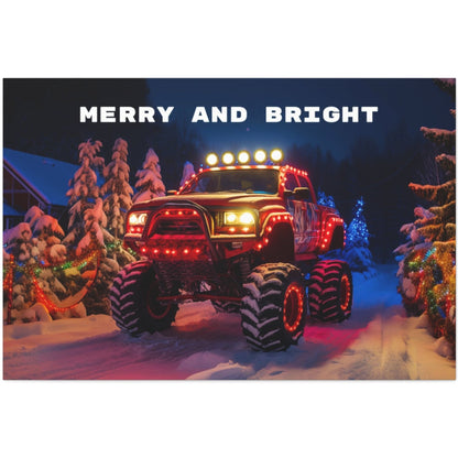 red christmas monster truck wall art decor