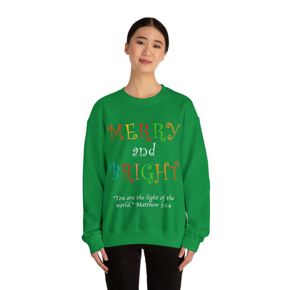 Merry and Bright Christmas Sweatshirt Matthew 5:14 Unisex Men's Women's Christmas Sweatshirts