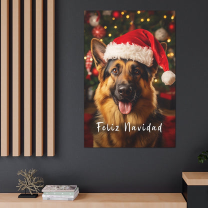 Christmas German Shepherd Feliz Navidad canvas prints