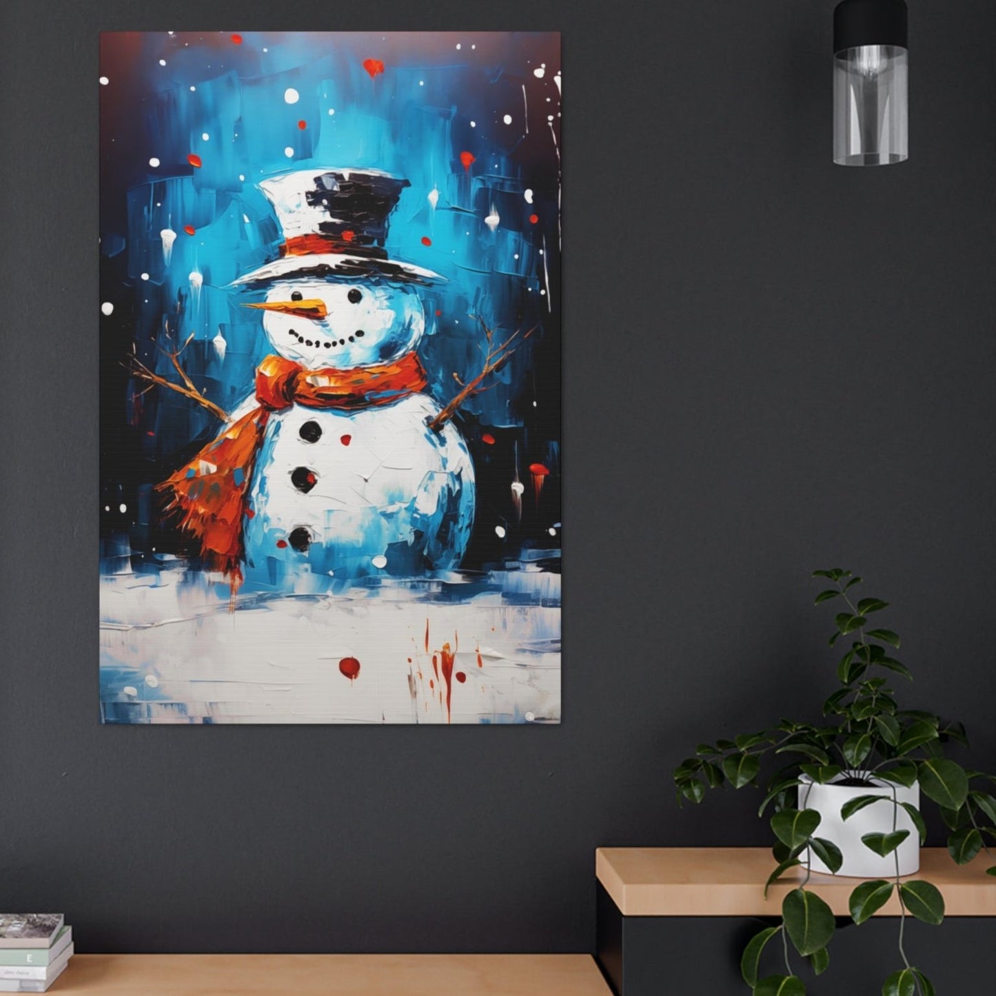 Snowman Canvas Print Impresssionist-Style Christmas Wall Decor Art Print Gifts