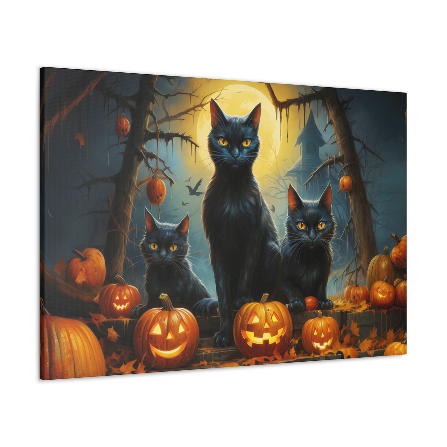 Halloween black cat Jack-o-Lanterns art prints