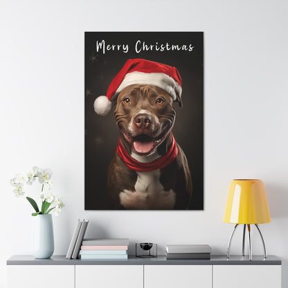 Christmas Pit Bull Merry Christmas canvas prints