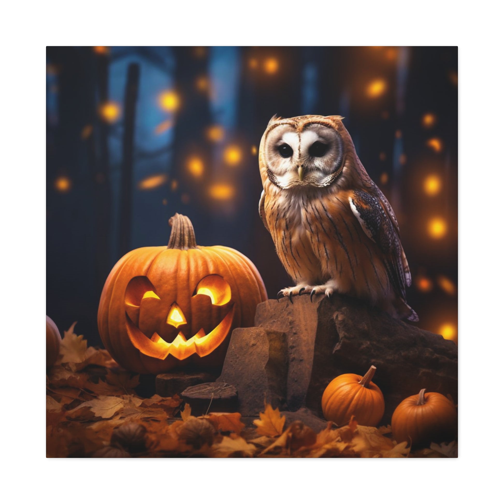 Halloween fall owl jack-o-lantern art