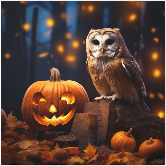 Halloween fall owl jack-o-lantern art