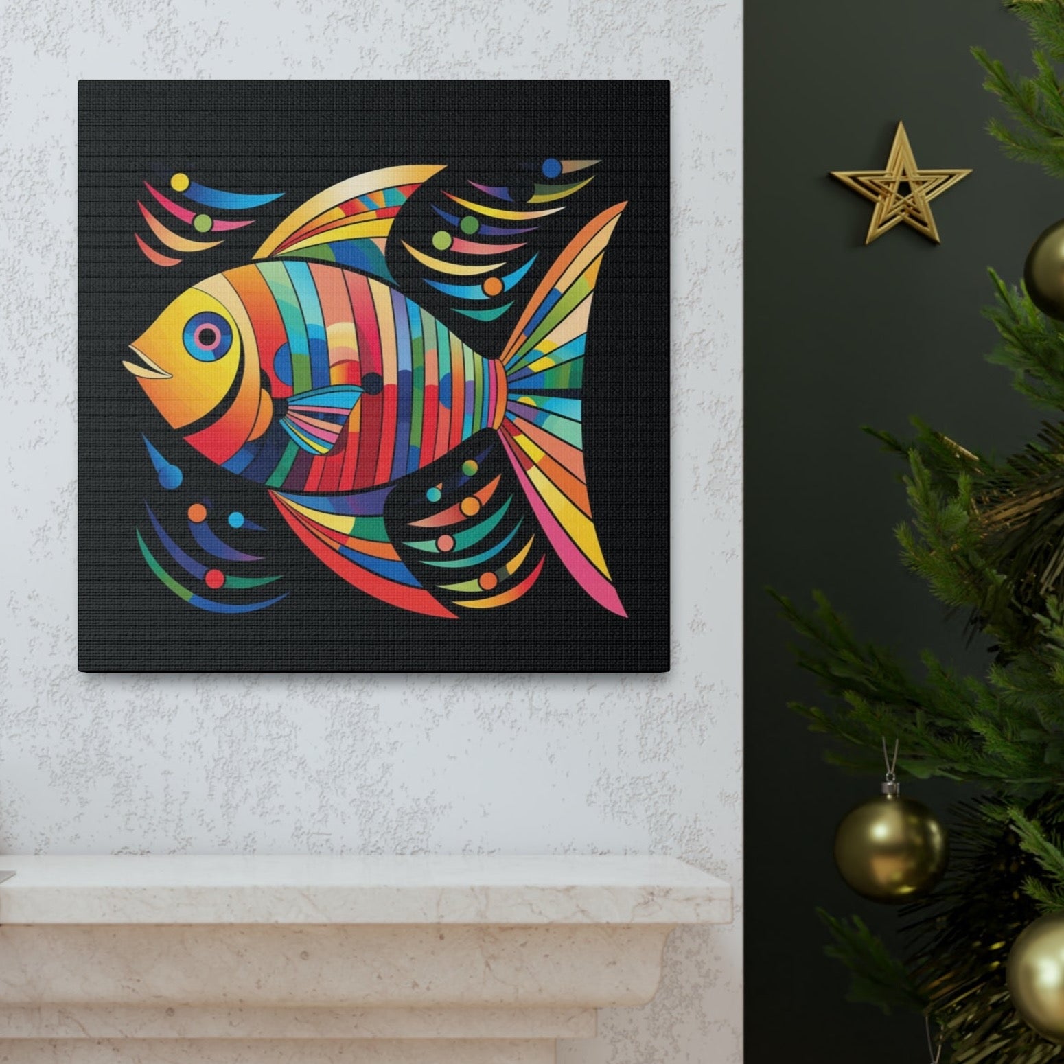 tropical fish stretched canvas print