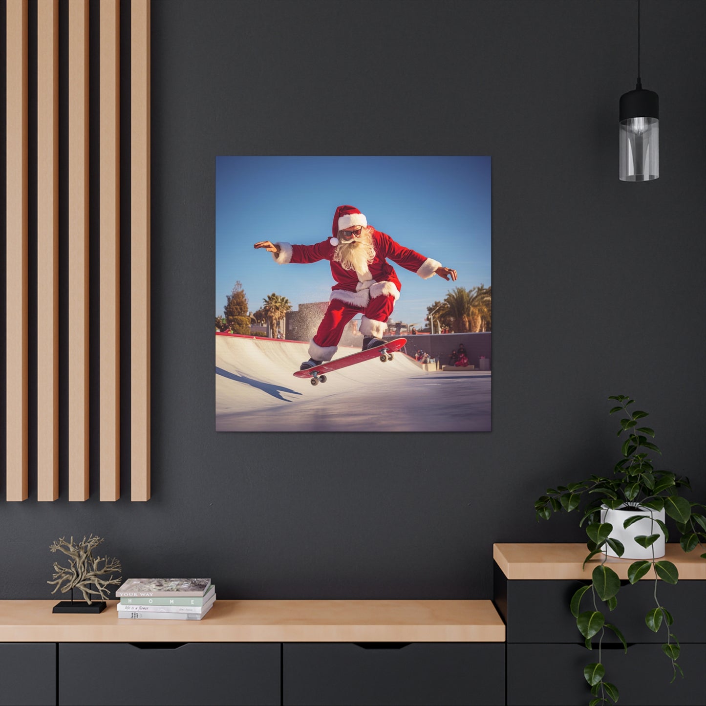 skateboarder Santa canvas print
