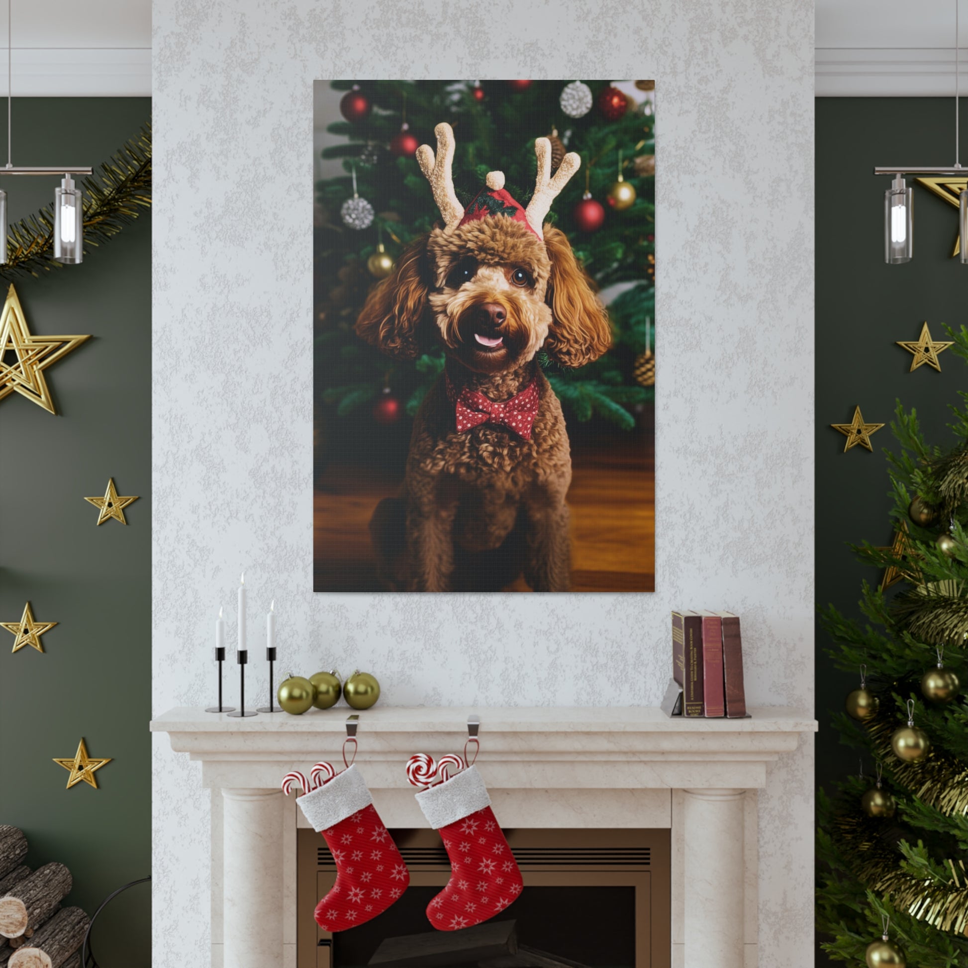 Christmas Poodle canvas prints