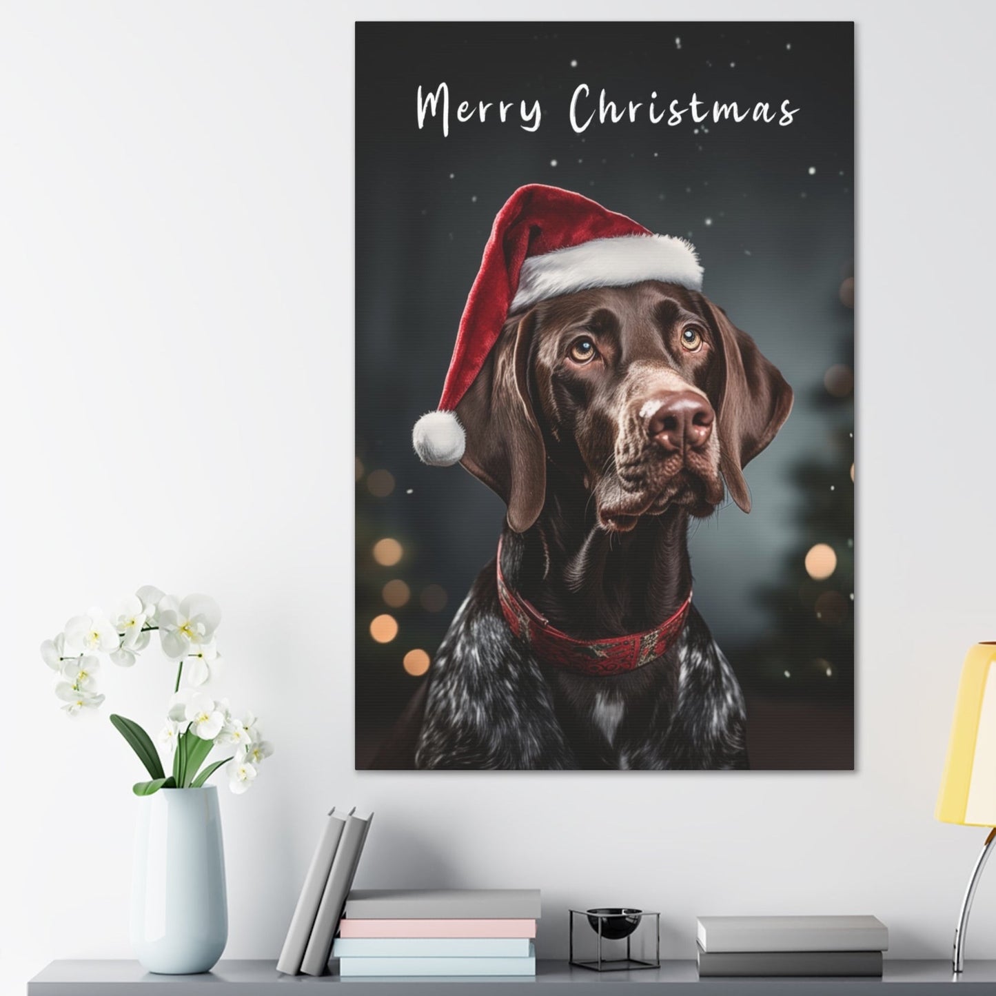 Christmas German Shorthaired Pointer Merry Christmas canvas prints