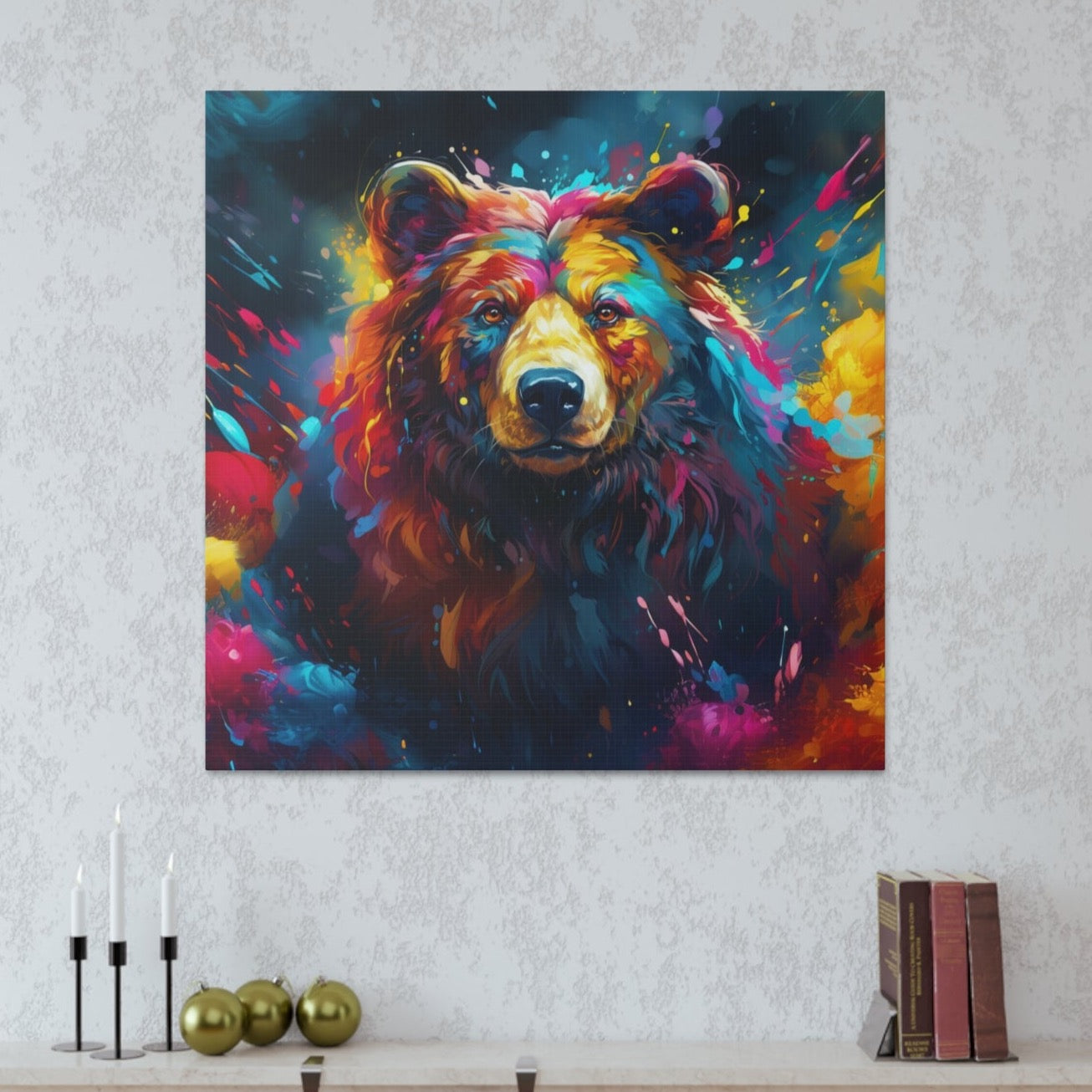 modern art black bear aesthetic wall decor