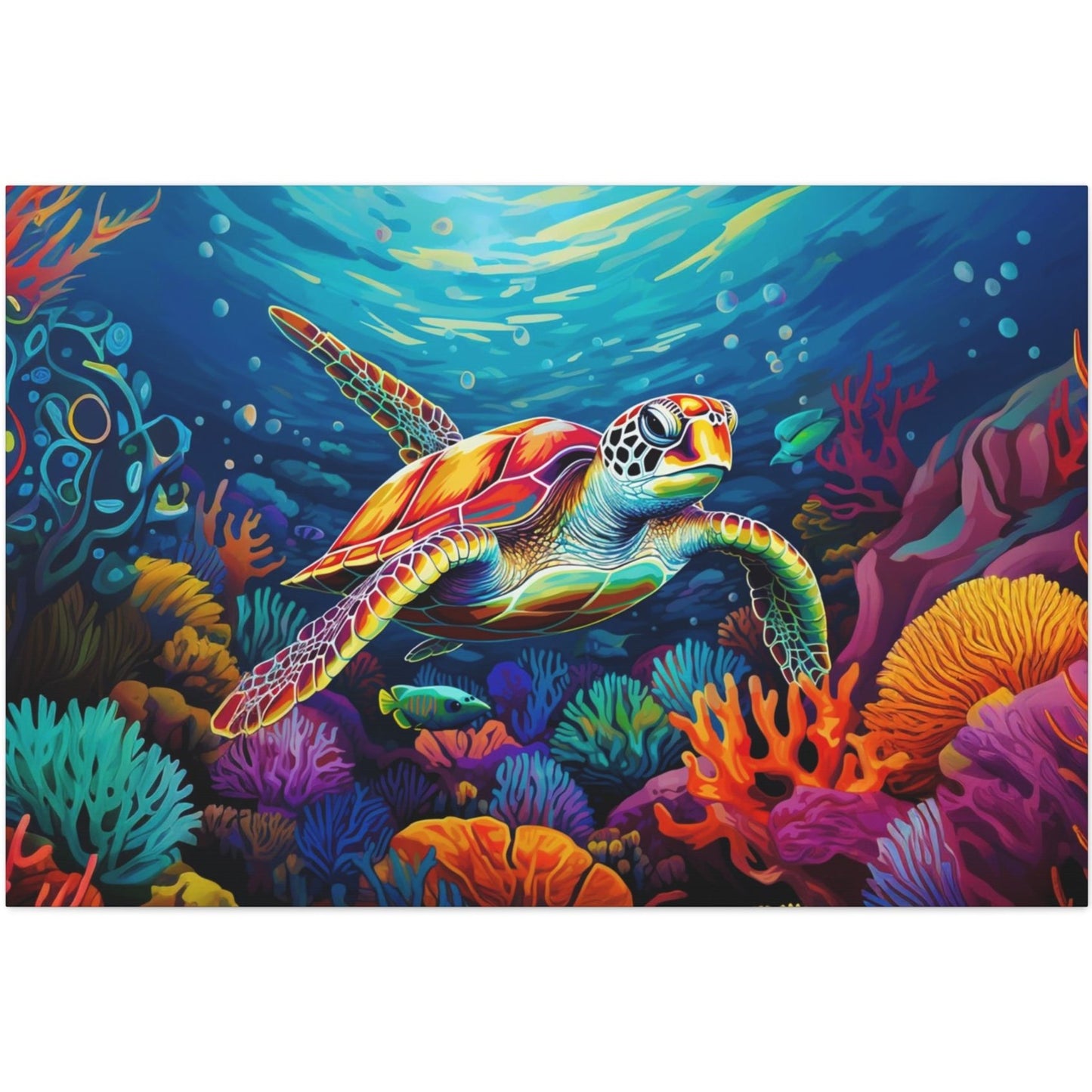 Art Deco sea turtle canvas print