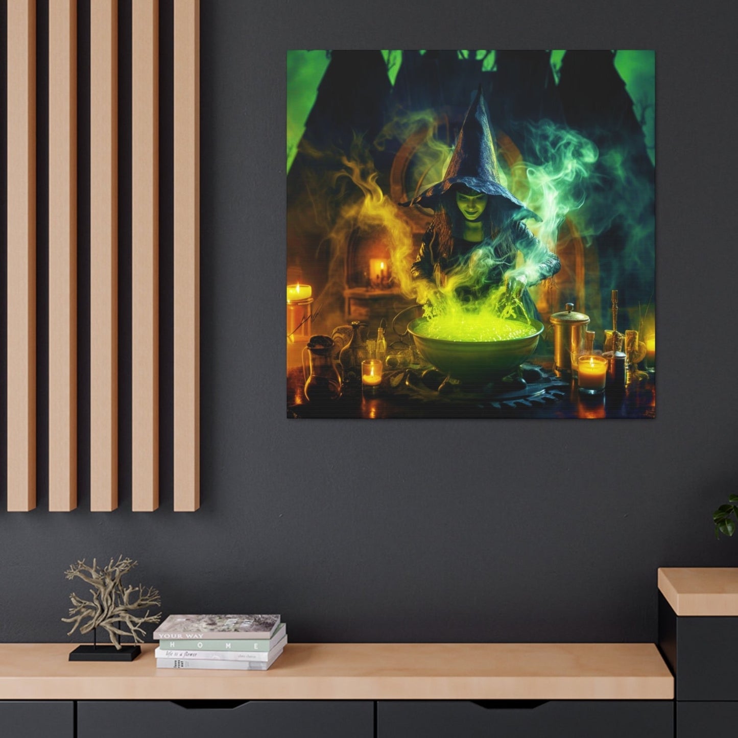 Witch Steamy Cauldron Canvas Print Aesthetic Halloween Wall Decor Art Prints Gifts