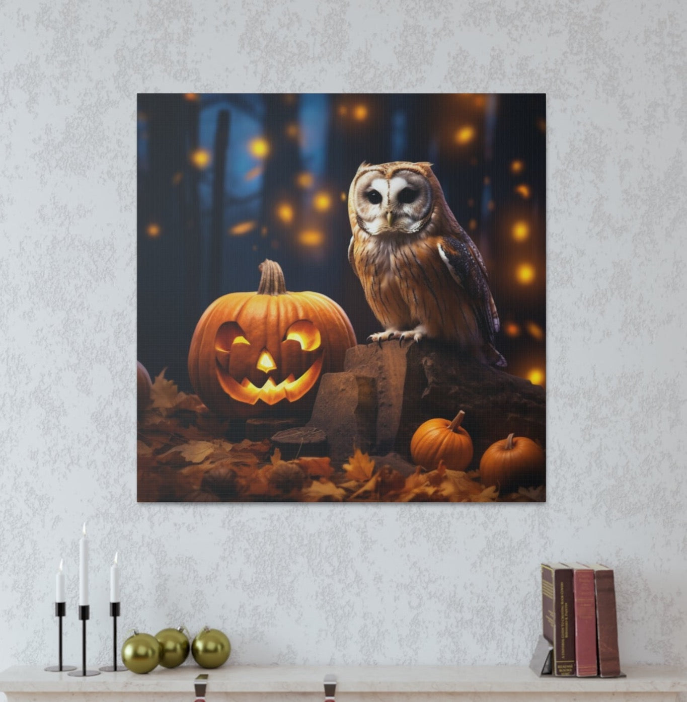 fall owl scene art