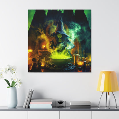 Witch Steamy Cauldron Canvas Print Aesthetic Halloween Wall Decor Art Prints Gifts
