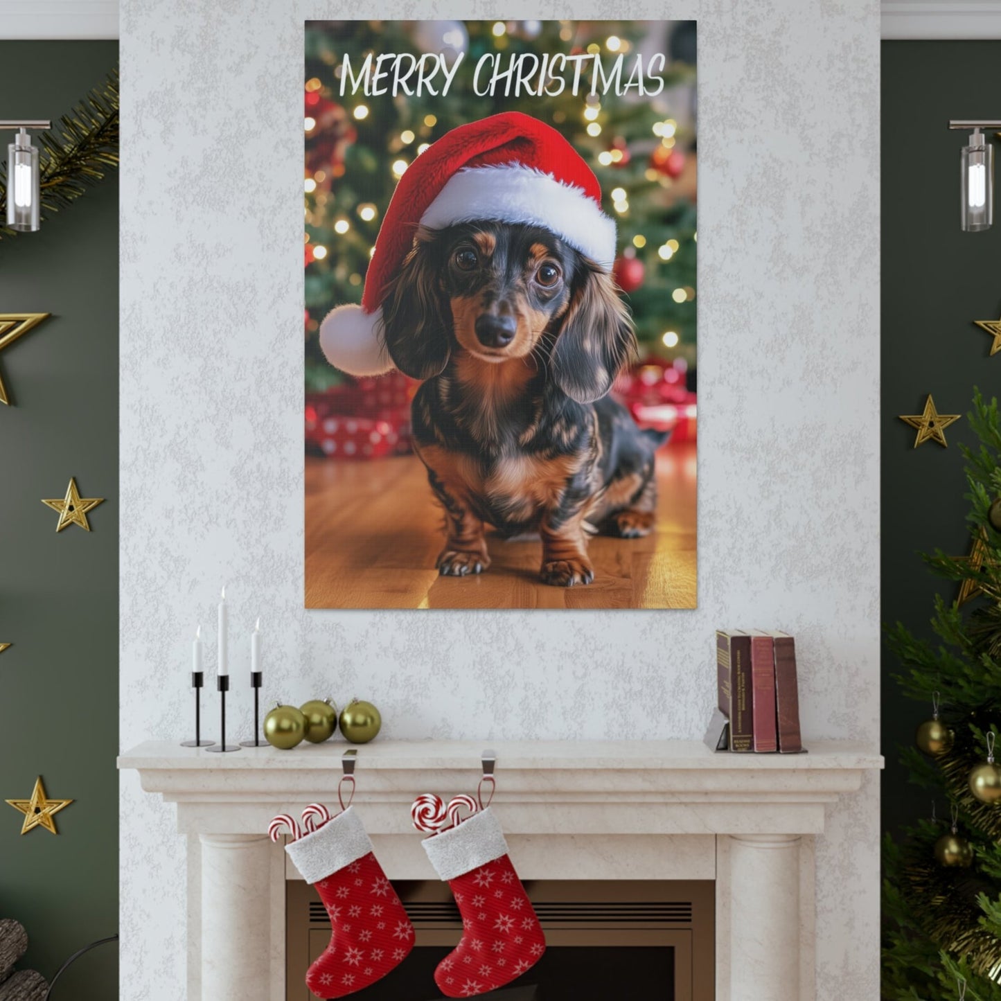 Merry Christmas Dachshund canvas prints