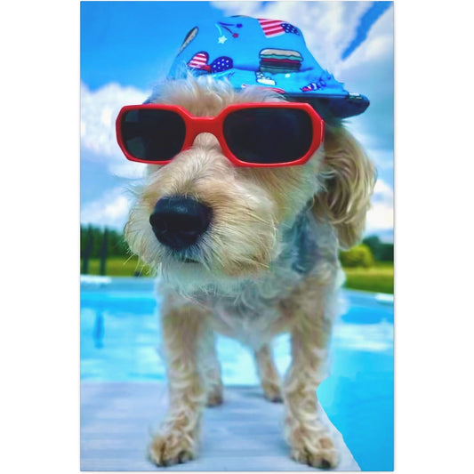 fun dog canvas print, aesthetic dog sunglasses decor