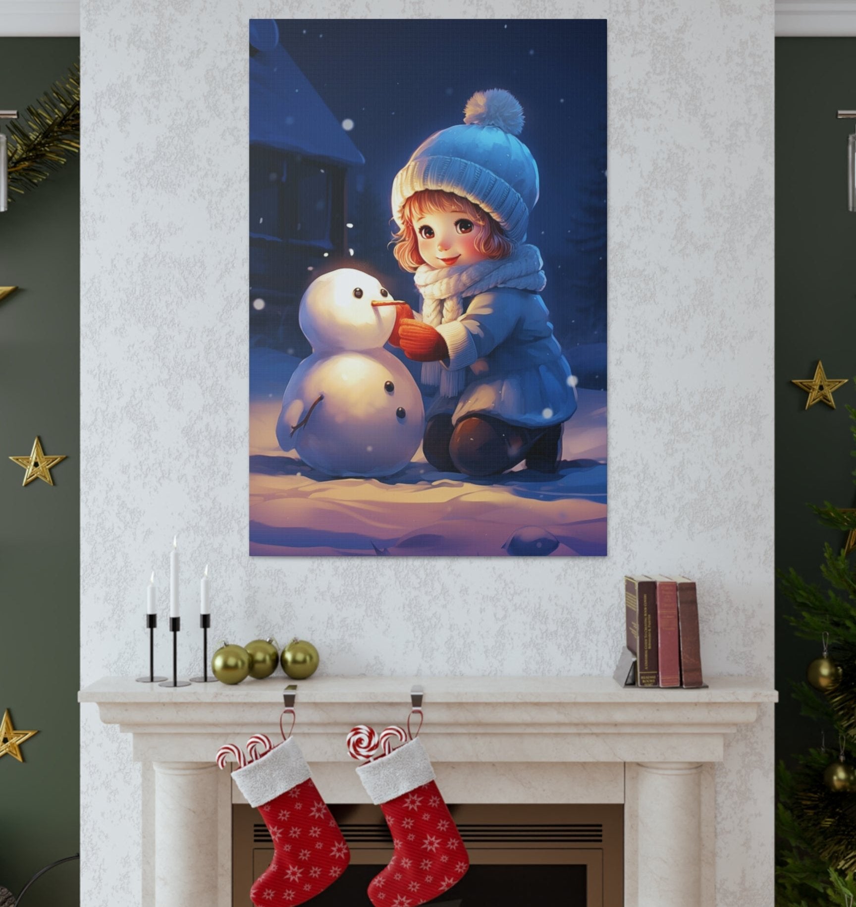 happy snowman canvas print