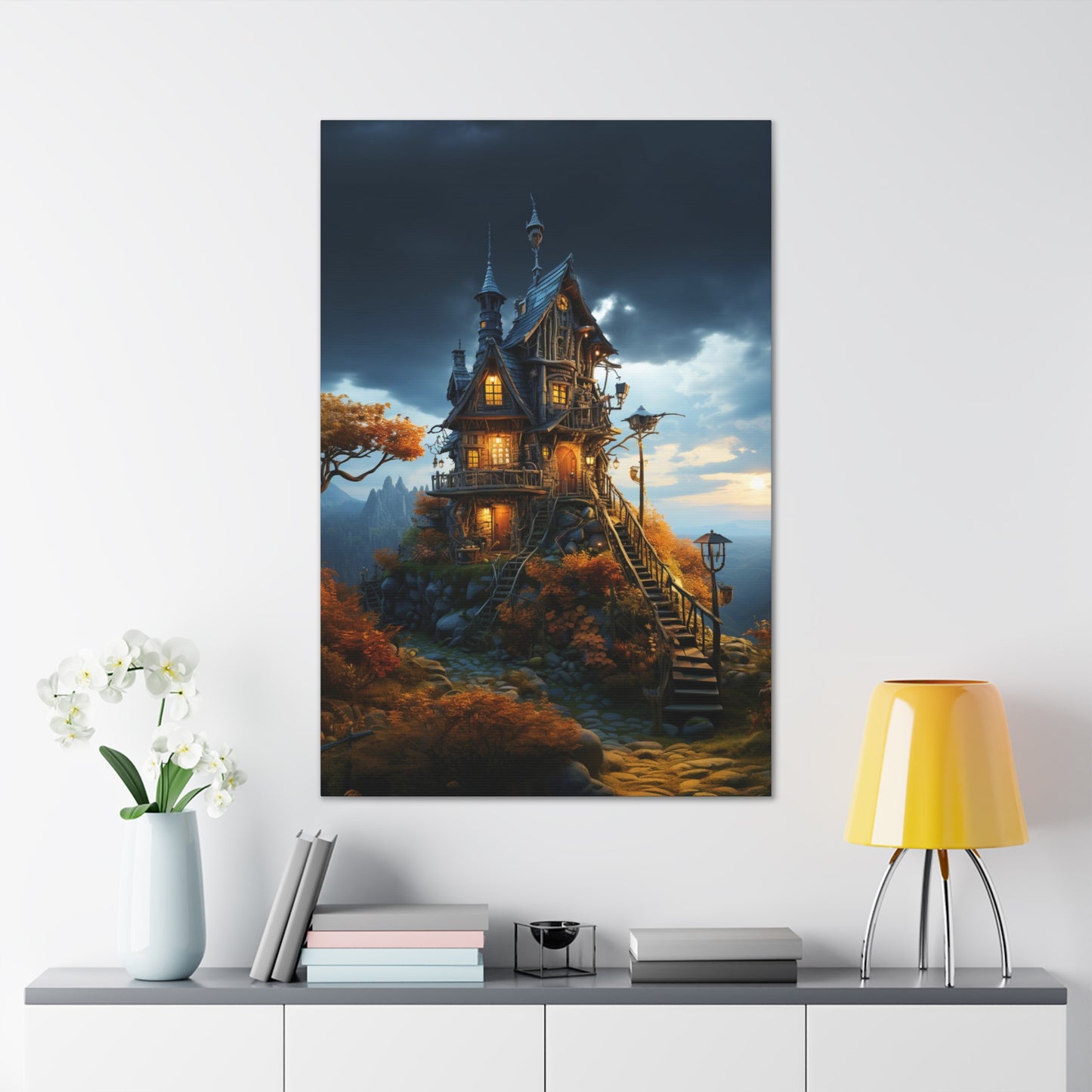 Scary Haunted House Canvas Print Aesthetic Halloween Wall Decor Art Gifts