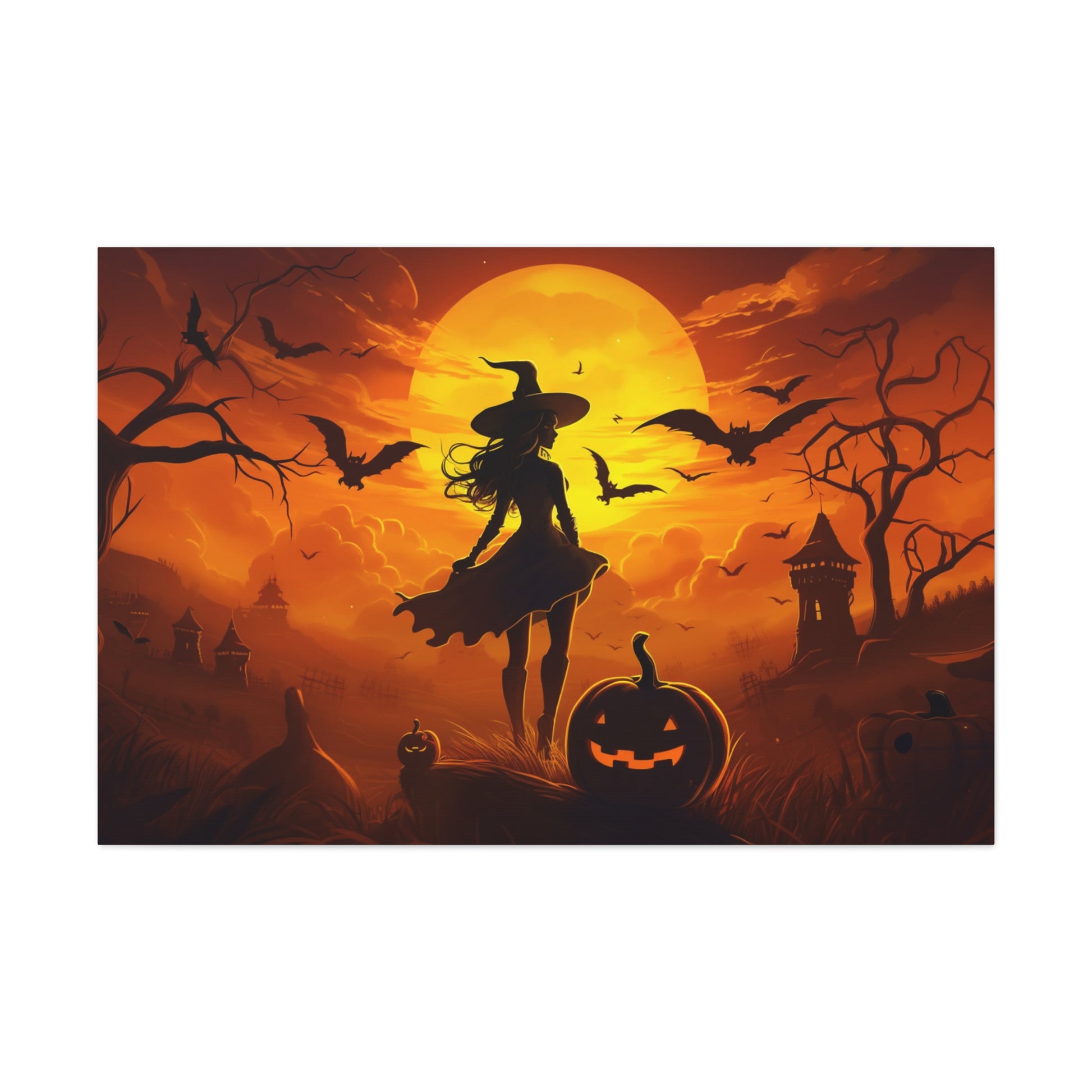 witch silhouette moon wall decor