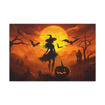 witch silhouette moon wall decor