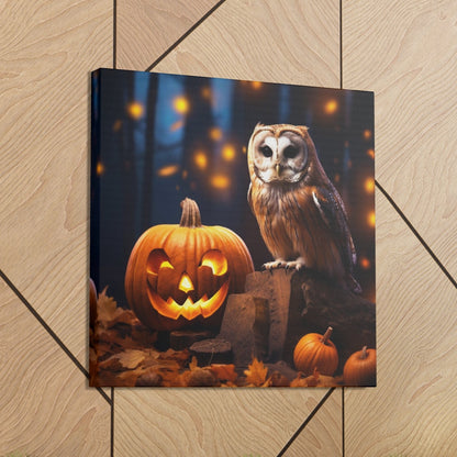 owl Halloween fall poster art jack o lantern
