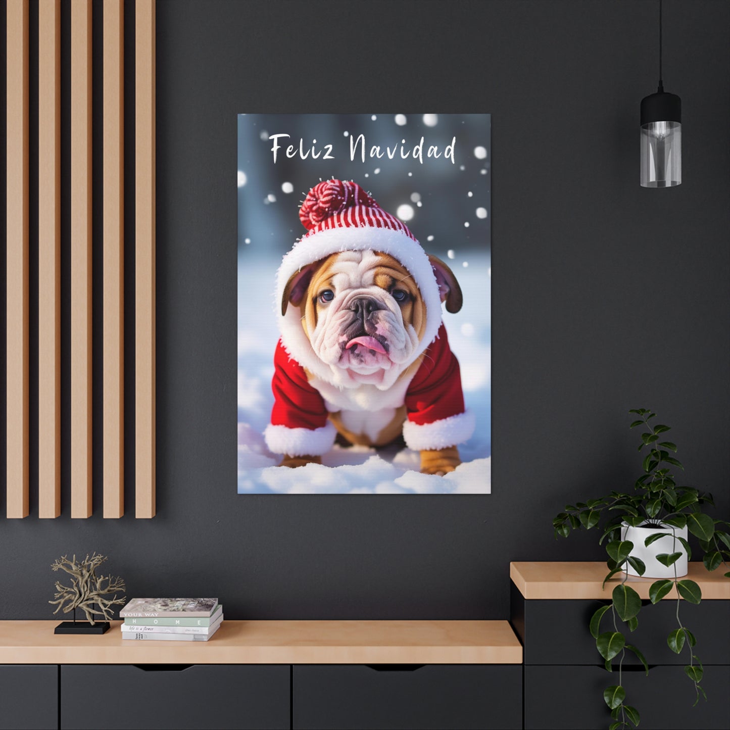 Christmas Bulldogs with Santa hat decor ideas