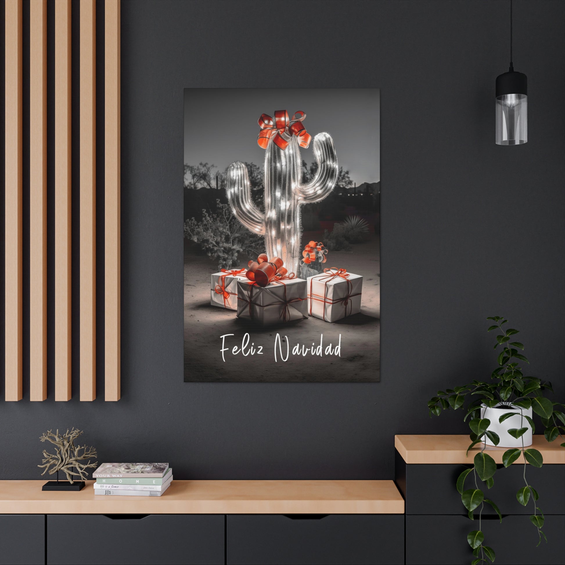 Cactus Christmas Tree Feliz Navidad canvas prints