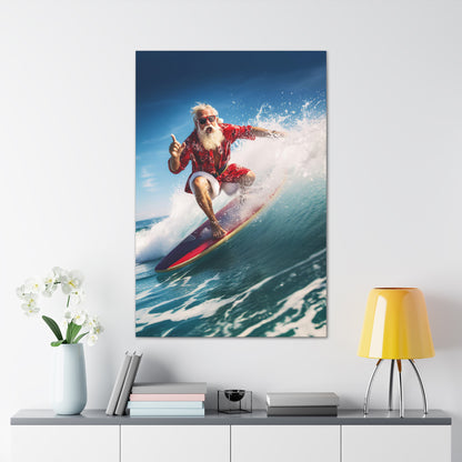 santa surfing wall art decor
