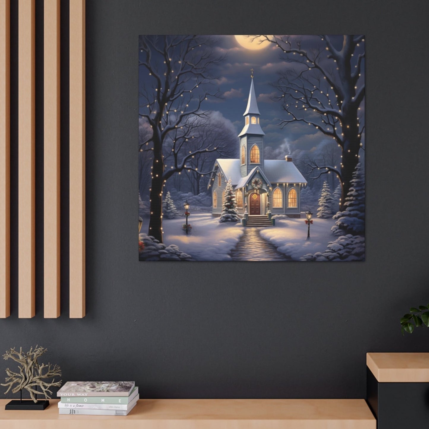 country church canvas prints christmas