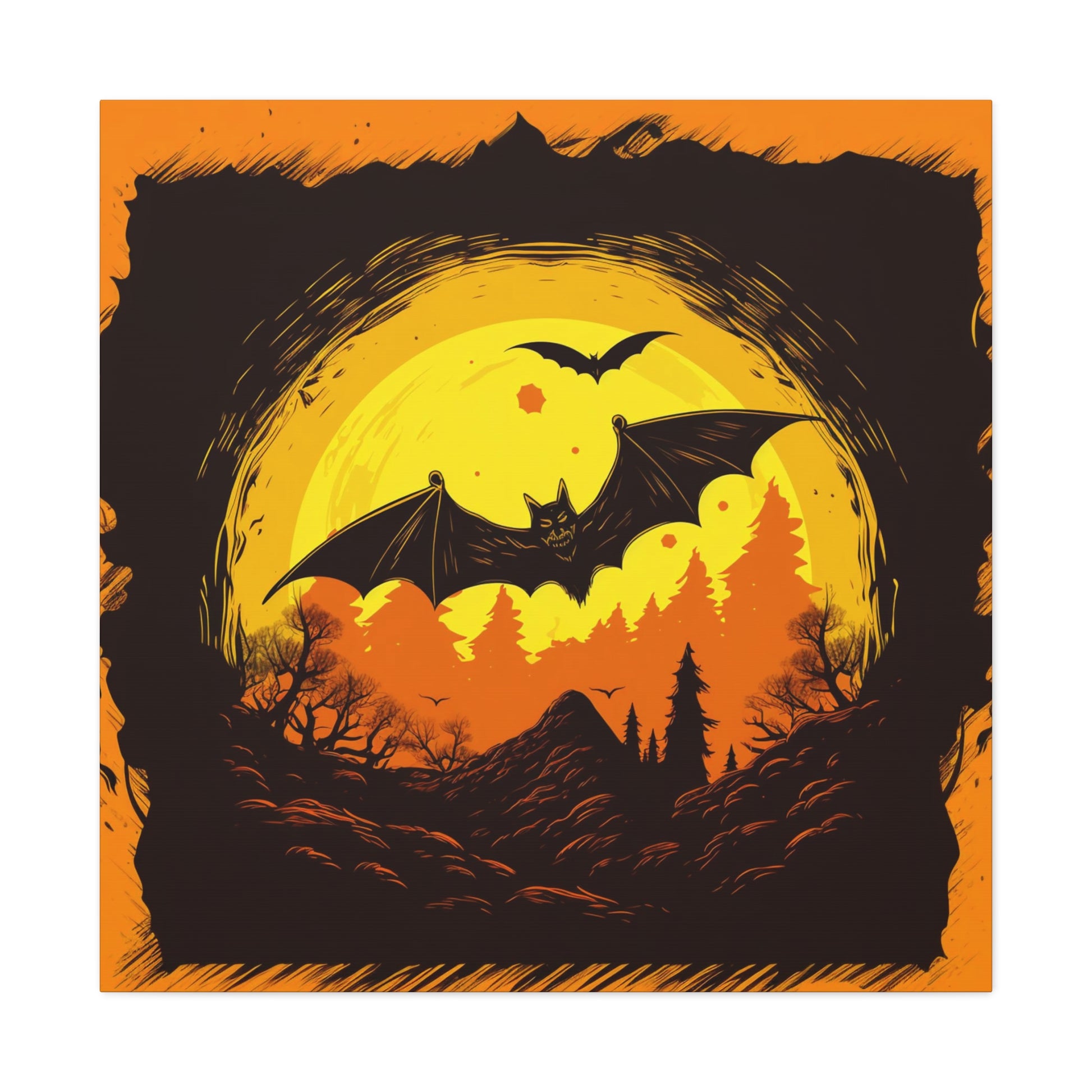 cute cartoon bat canvas print, aesthetic halloween bat canvas print